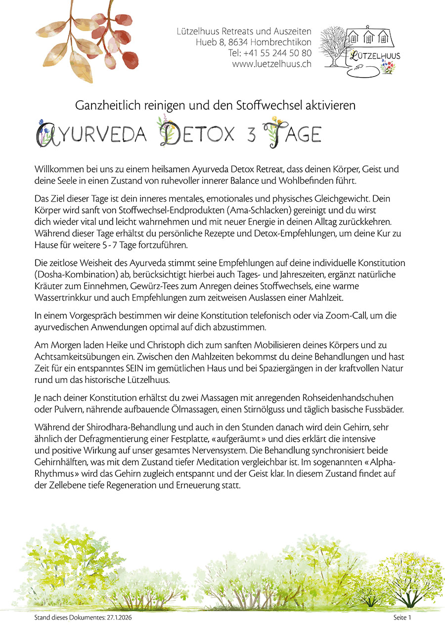 Ayurveda Detox Retreat 3 Tage