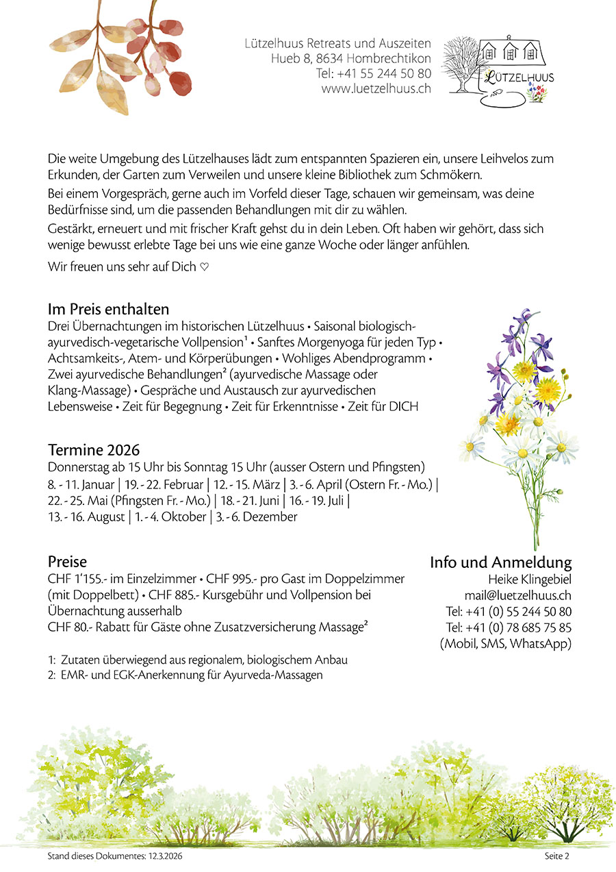 Ayurveda & Bewusstsein 3 Tage Retreat