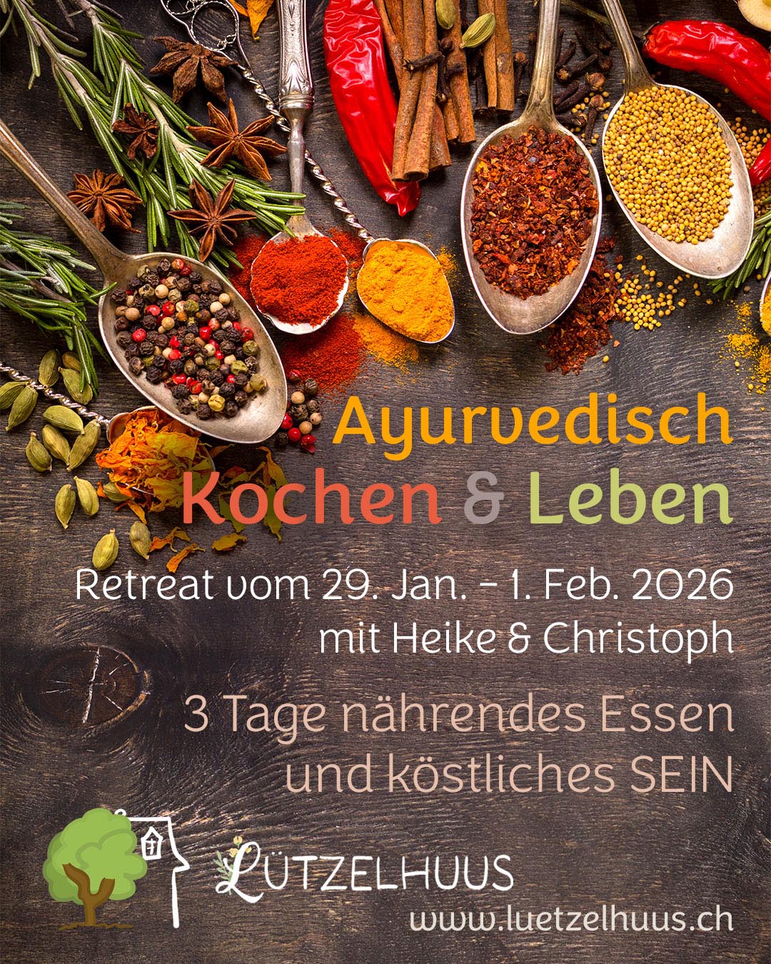 Ayurvedisch Kochen Retreat 29.1.-1.2.2026