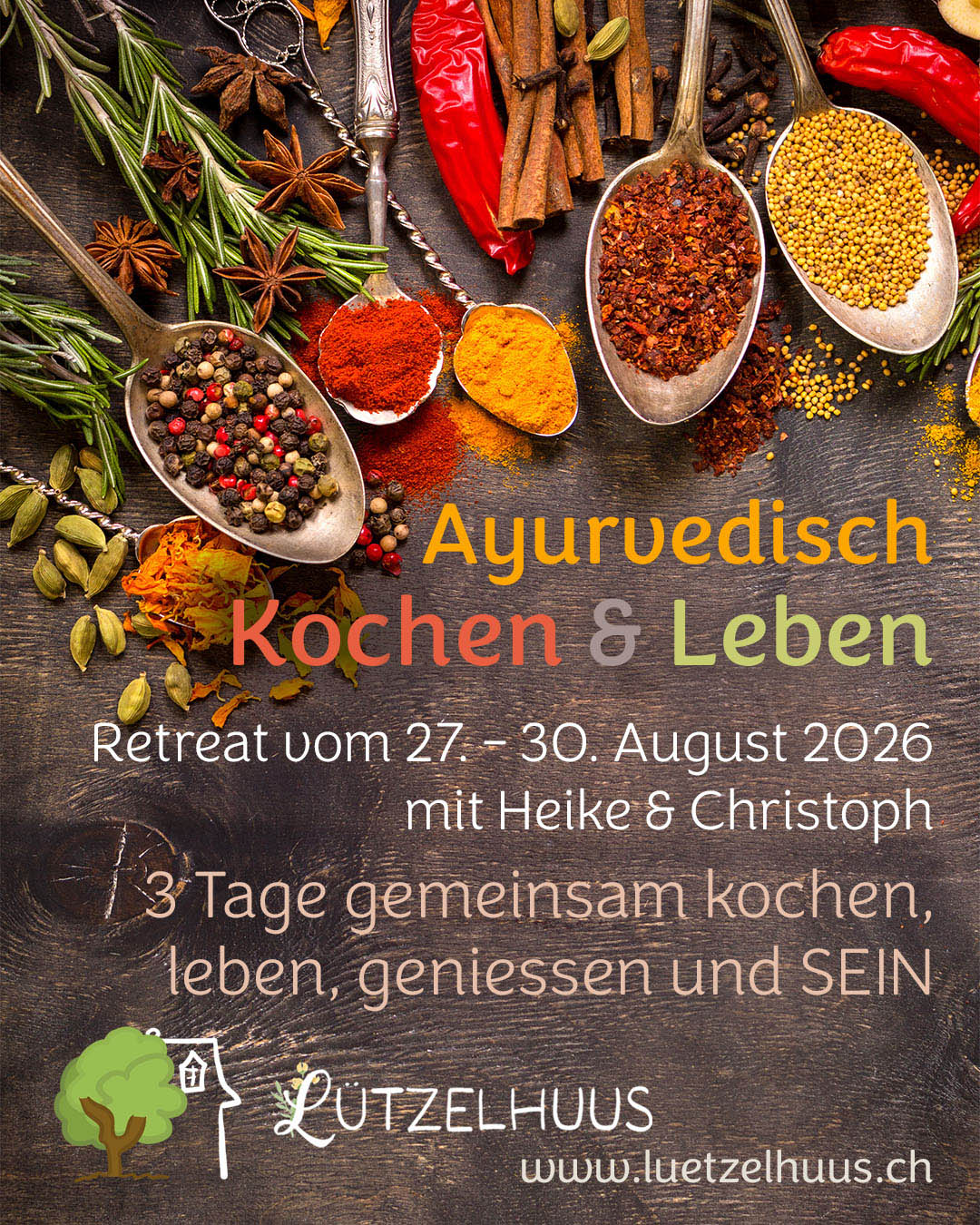 Ayurvedisch Kochen Retreat 27.-30.8.2026