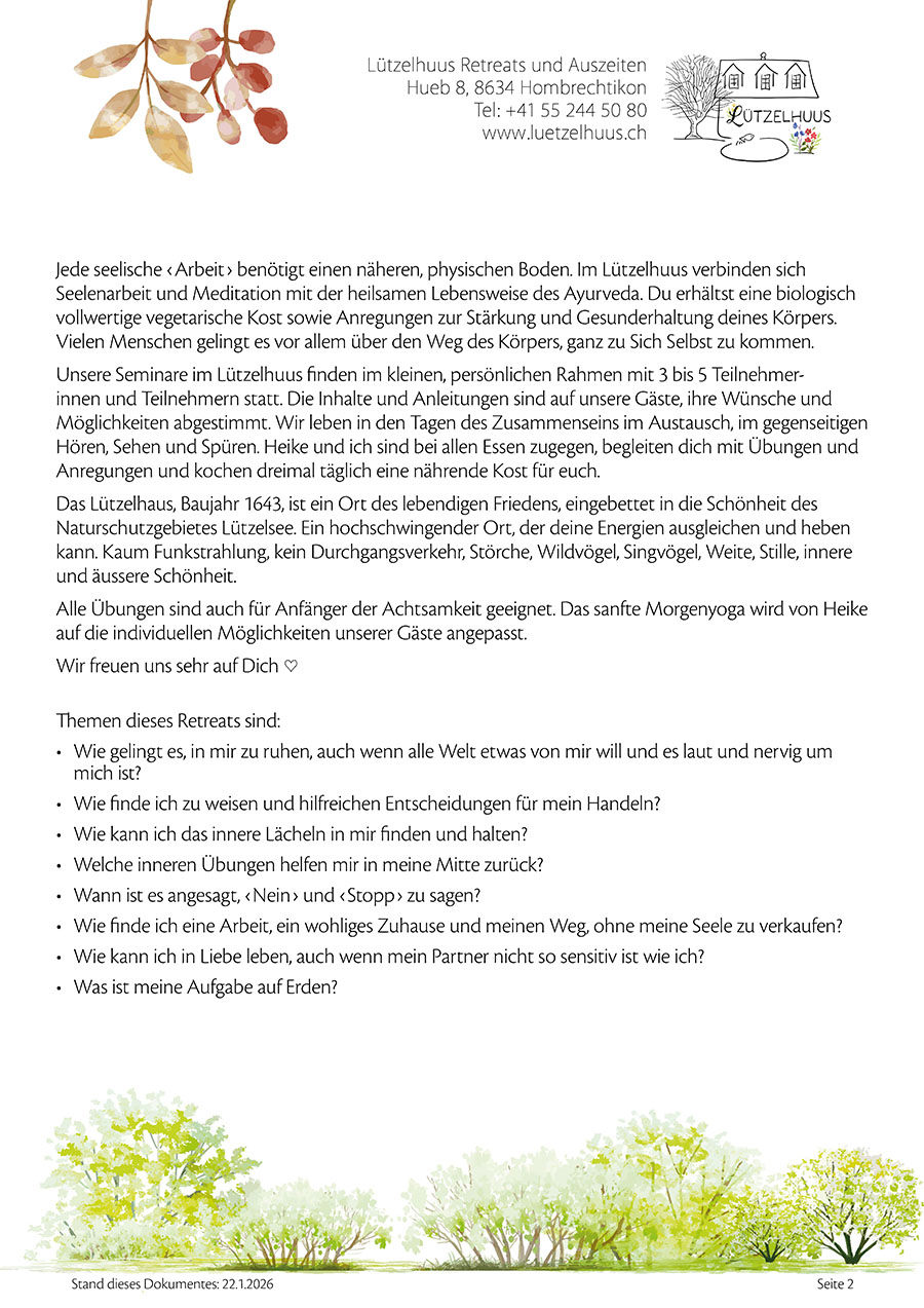 Retreat Feinsinnig Ayurveda HSP PDF