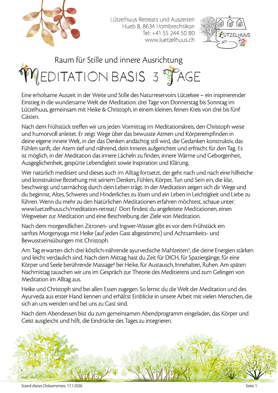 Angebot Meditation Basis 3 Tage PDF